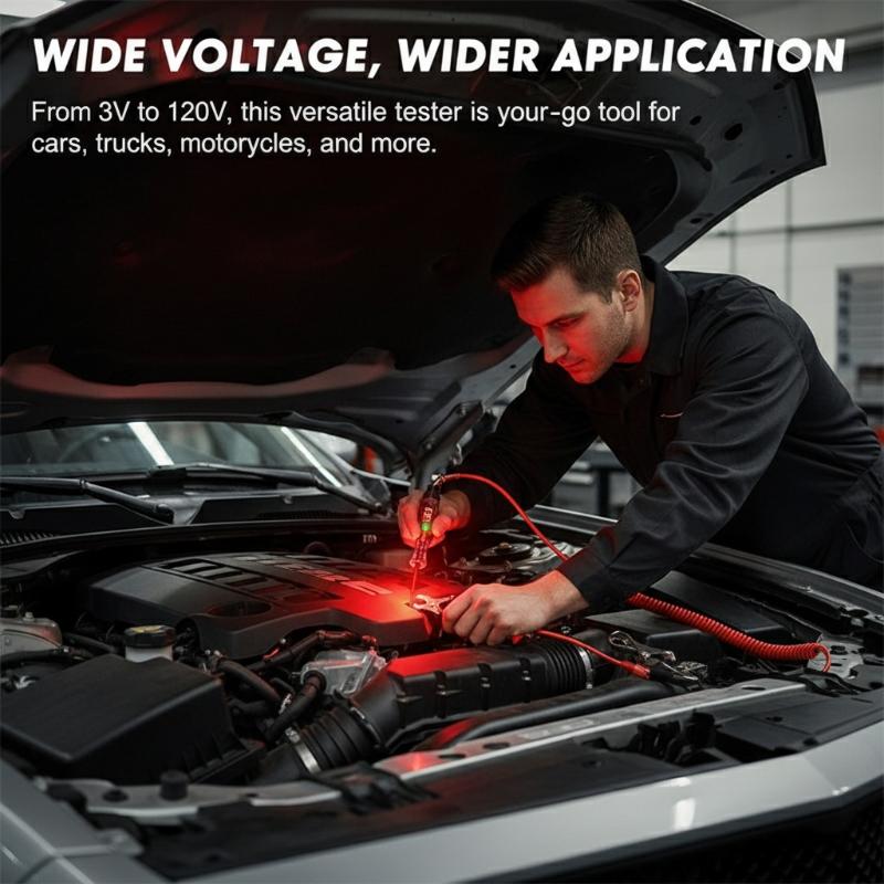 Power Tools Display - ปากกาทดสอบแรงดันไฟฟ้า 3V 120V จอแสดงผลดิจิตอล หัววัดยาว พกพาสะดวก