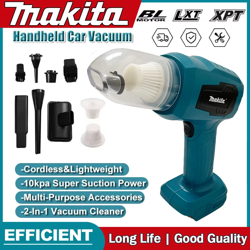 Power Tools Automotive - มากีต้าเครื่องดูดฝุ่นในรถยนต์ไร้สายขนาดเล็ก เครื่องดูดฝุ่นมัลติฟังก์ชั่น เครื่องมือไฟฟ้าแบบชาร์จไฟได้ แบตเตอรี่ 18V