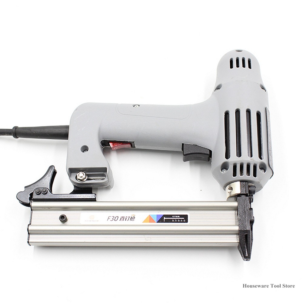 Staple Gun Electric - 220V เครื่องเย็บกระดาษไฟฟ้าตรงปืนเล็บกรอบ Tacker เครื่องมือ Staple Gun