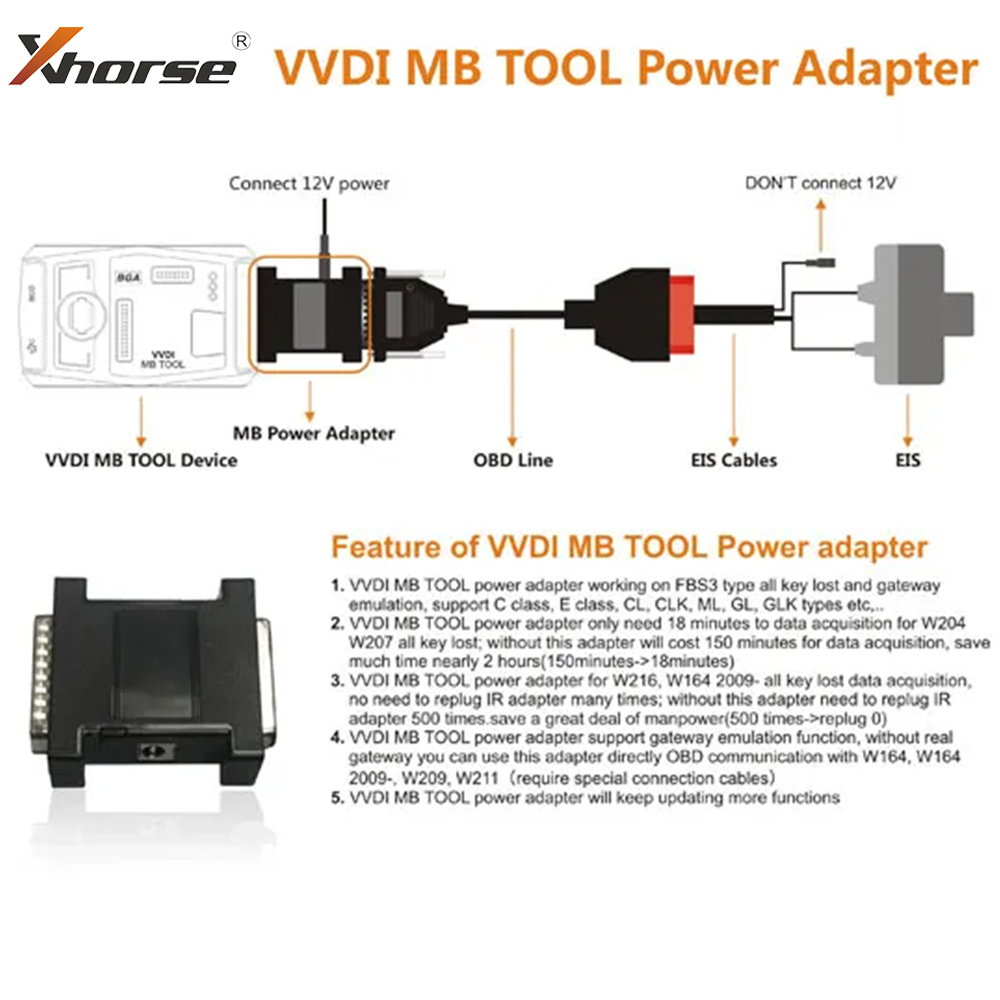 อะแดปเตอร์จ่ายไฟ Xhorse VVDI M - Power Tools Automotive บทวิจารณ์และราคา